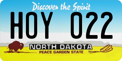 ND license plate HOY022