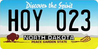 ND license plate HOY023
