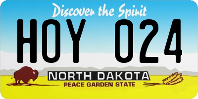 ND license plate HOY024