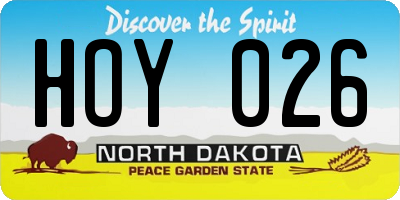ND license plate HOY026