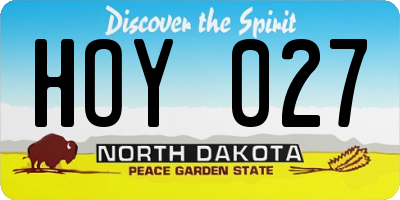 ND license plate HOY027
