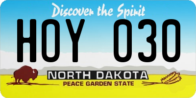 ND license plate HOY030