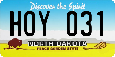 ND license plate HOY031