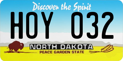 ND license plate HOY032