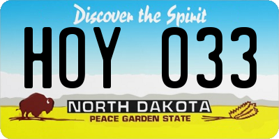 ND license plate HOY033