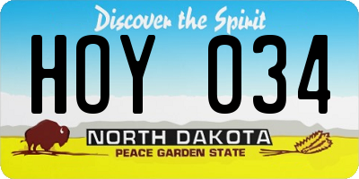 ND license plate HOY034