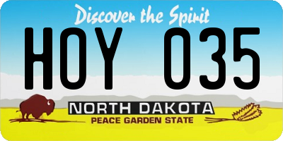ND license plate HOY035