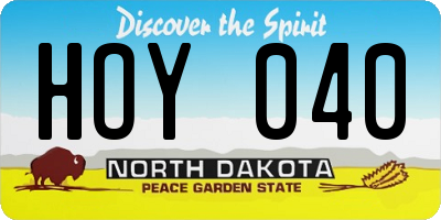 ND license plate HOY040