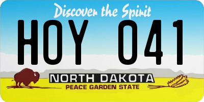 ND license plate HOY041