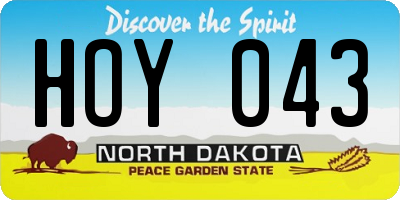 ND license plate HOY043