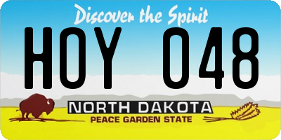 ND license plate HOY048