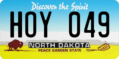 ND license plate HOY049