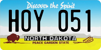 ND license plate HOY051
