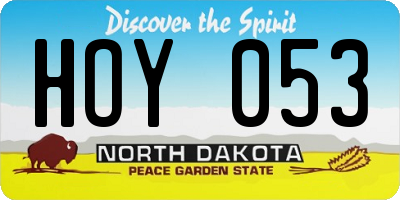 ND license plate HOY053