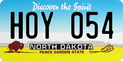 ND license plate HOY054