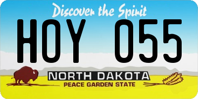 ND license plate HOY055