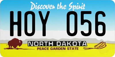 ND license plate HOY056