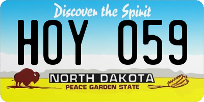 ND license plate HOY059