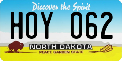 ND license plate HOY062
