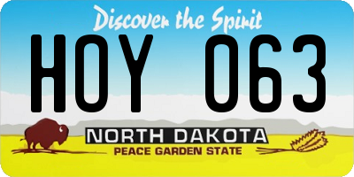 ND license plate HOY063