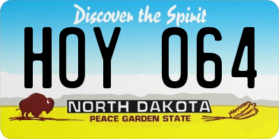 ND license plate HOY064