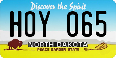 ND license plate HOY065
