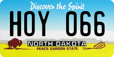 ND license plate HOY066