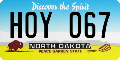 ND license plate HOY067