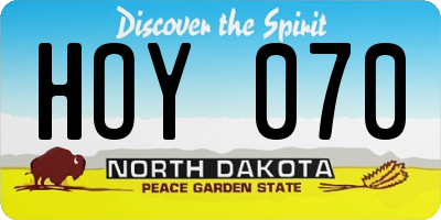 ND license plate HOY070