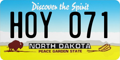 ND license plate HOY071