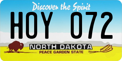 ND license plate HOY072