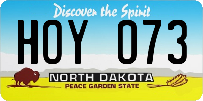 ND license plate HOY073