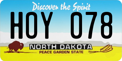 ND license plate HOY078