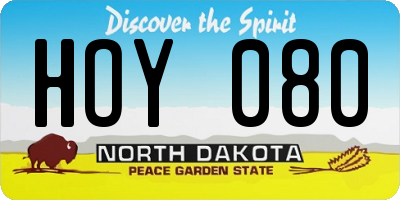 ND license plate HOY080