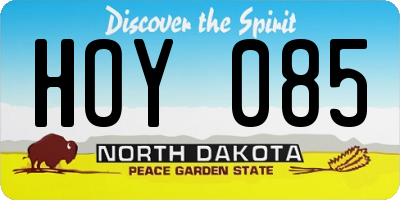 ND license plate HOY085