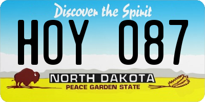 ND license plate HOY087