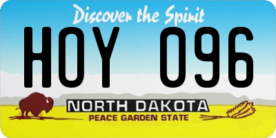 ND license plate HOY096