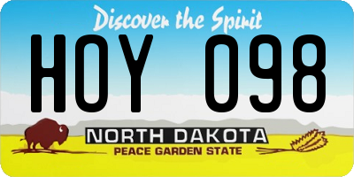 ND license plate HOY098