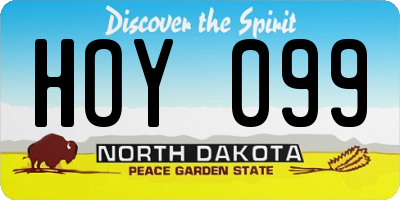 ND license plate HOY099