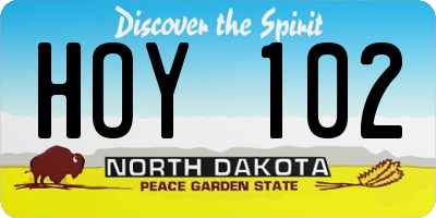 ND license plate HOY102