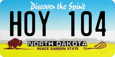 ND license plate HOY104