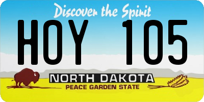 ND license plate HOY105