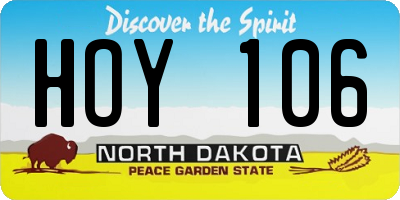 ND license plate HOY106