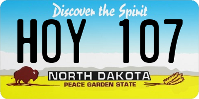 ND license plate HOY107