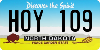 ND license plate HOY109