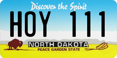 ND license plate HOY111
