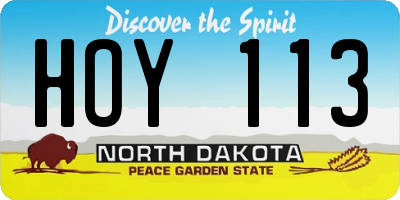 ND license plate HOY113