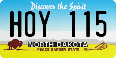 ND license plate HOY115