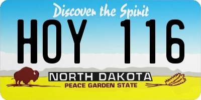 ND license plate HOY116