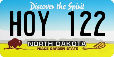 ND license plate HOY122